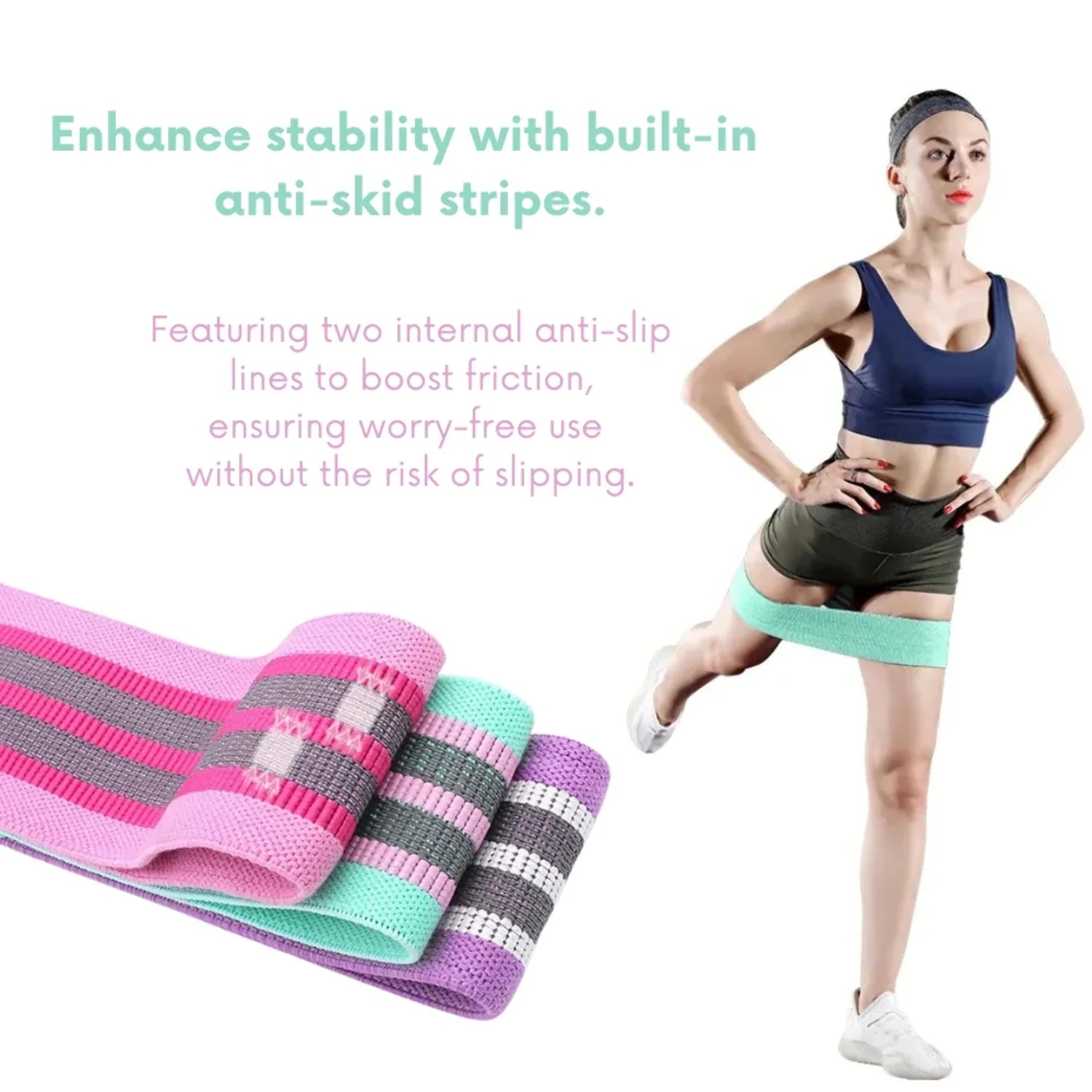 Resistance Bands - 3 Levels - Women'S Fitness Bands for Squat, Glute, Hip Training & Exercise Band with Handle