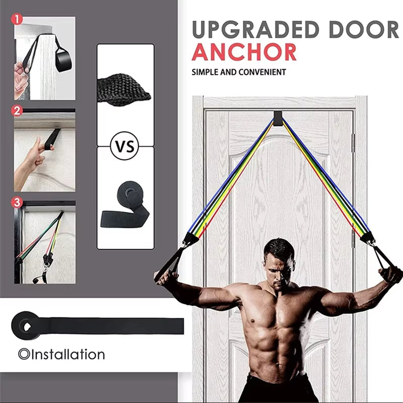 Resistance Bands Set, Resistance Bands with Door Anchor, Handles, Carry Bag, Exercise Bands, Workout Bands, for Home Gym