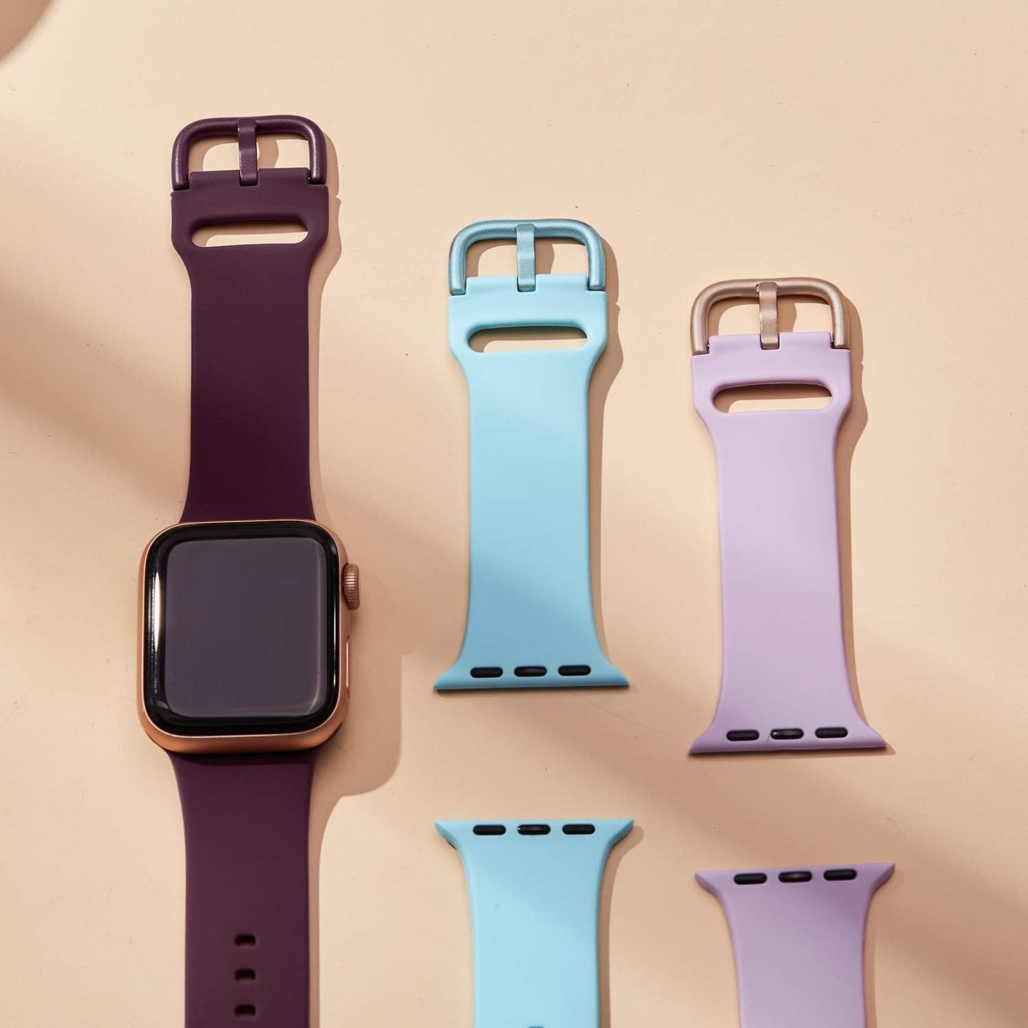 Adepoy Compatible with Apple Watch Bands 45Mm 44Mm 42Mm, Soft Silicone Sport Wristbands Replacement Strap with Classic Clasp for Iwatch Series SE 7 6 5 4 3 2 1 for Women Men, Lavender 42/44/45Mm