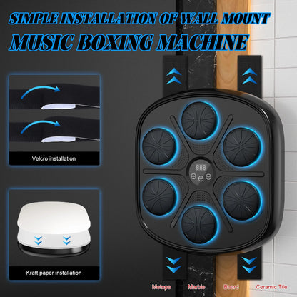 2024 Upgraded Adult Smart Music Boxing Machine, Electronic Boxing Machine with Boxing Gloves, Boxing Music Fitness Machine with Smart Display, Smart Boxing Machine Wall-Mounted Music for Home and Gym